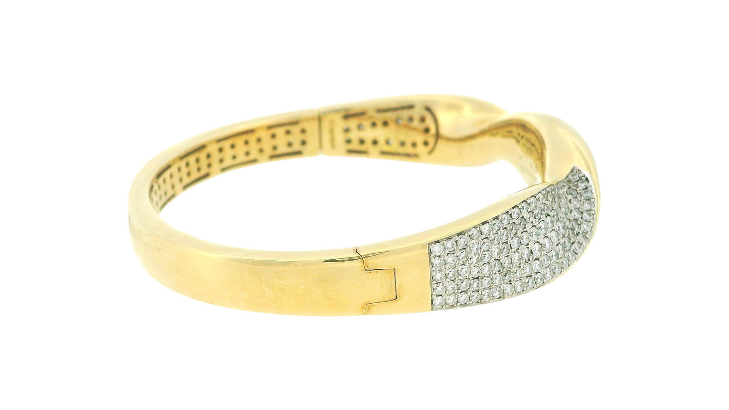 Asch Grossbard 14k Yellow Gold Mosaic Top Twisted Bangle