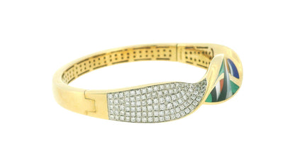 Asch Grossbard 14k Yellow Gold Mosaic Top Twisted Bangle