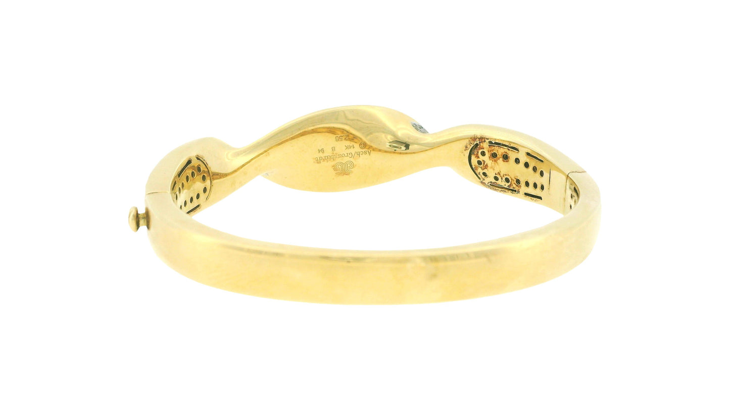 Asch Grossbard 14k Yellow Gold Mosaic Top Twisted Bangle