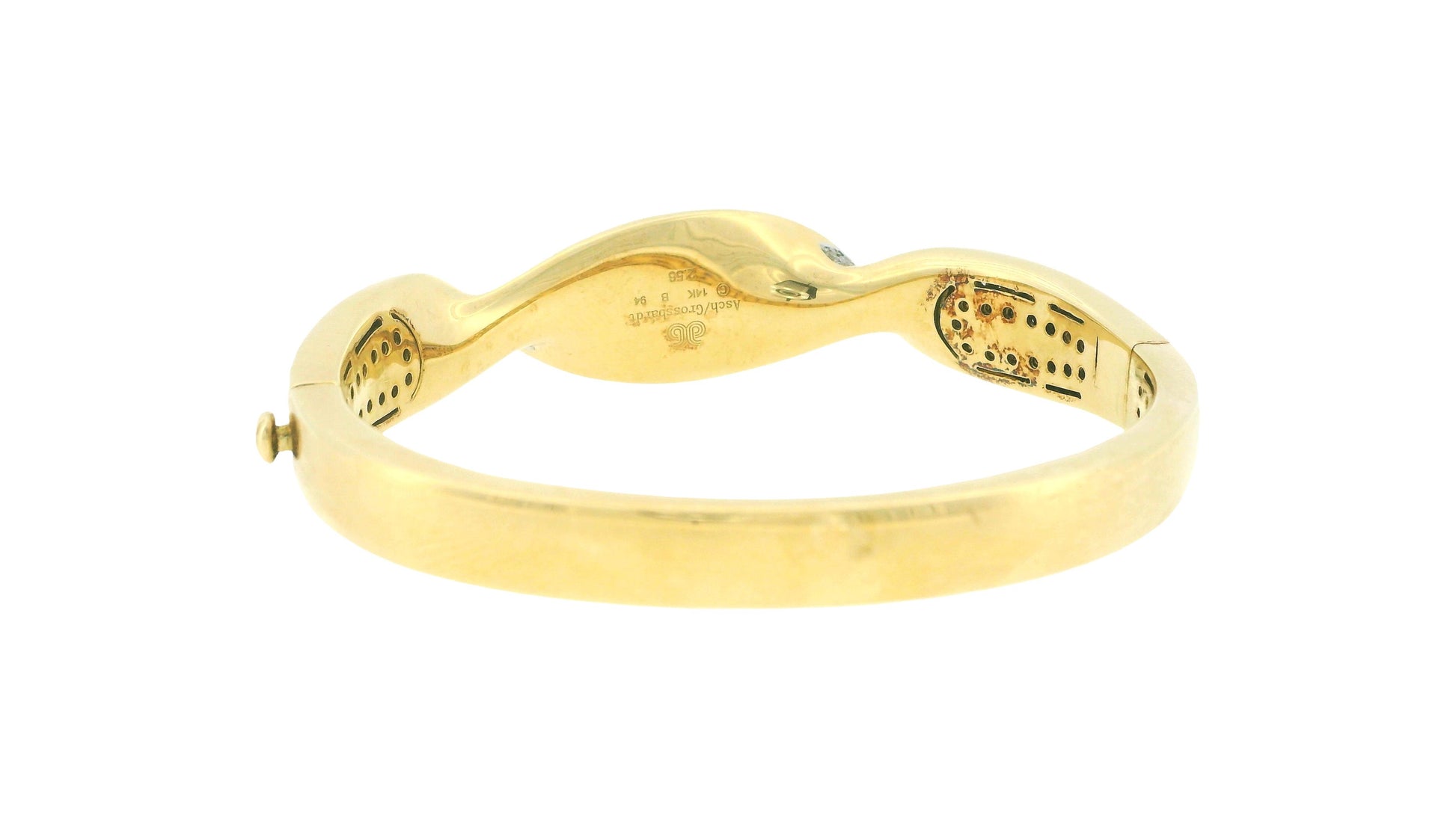 Asch Grossbard 14k Yellow Gold Mosaic Top Twisted Bangle