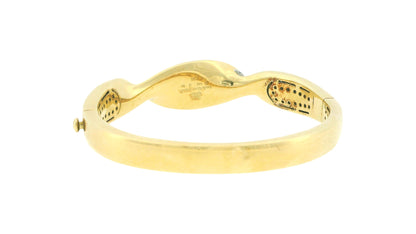 Asch Grossbard 14k Yellow Gold Mosaic Top Twisted Bangle