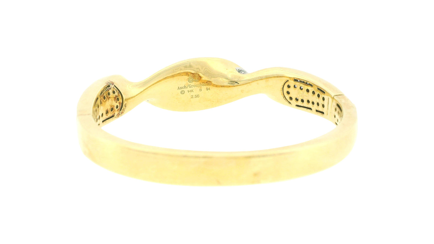 Asch Grossbard 14k Yellow Gold Mosaic Top Twisted Bangle
