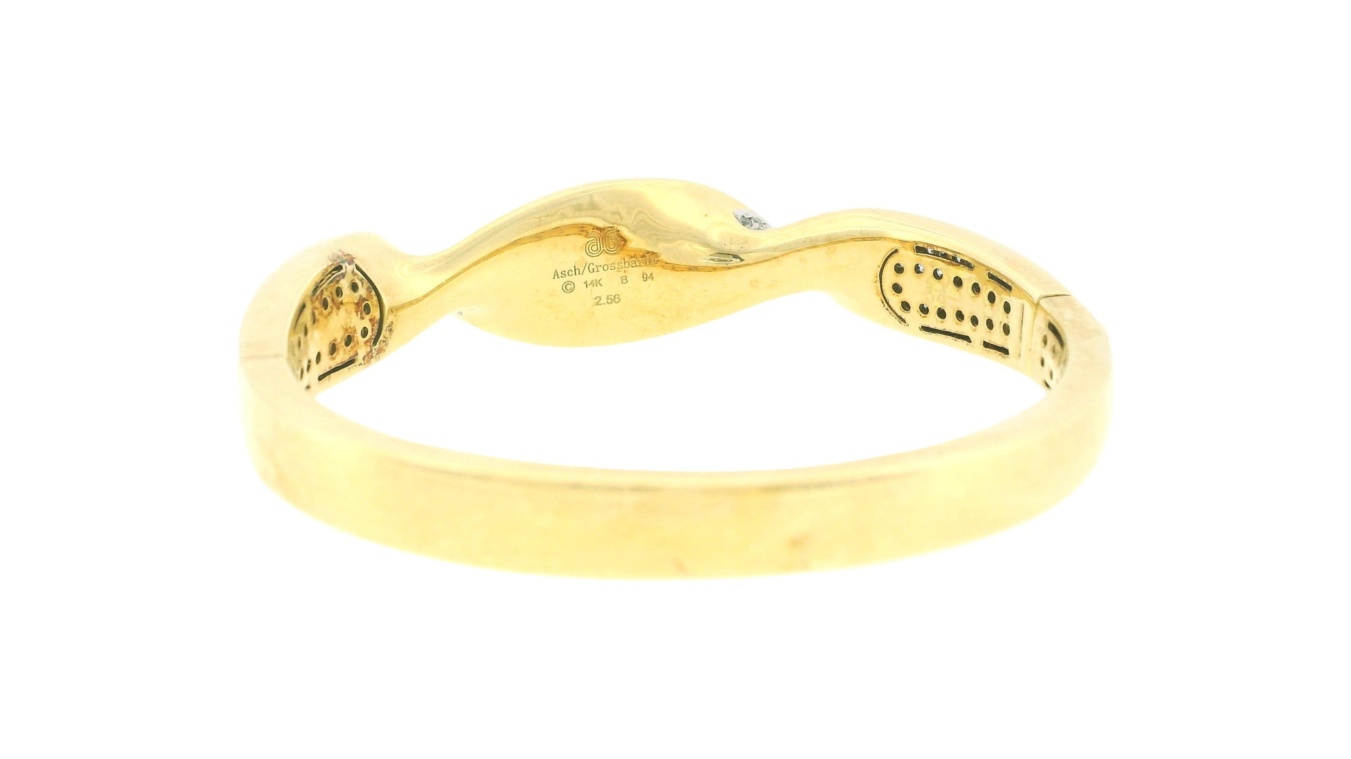 Asch Grossbard 14k Yellow Gold Mosaic Top Twisted Bangle