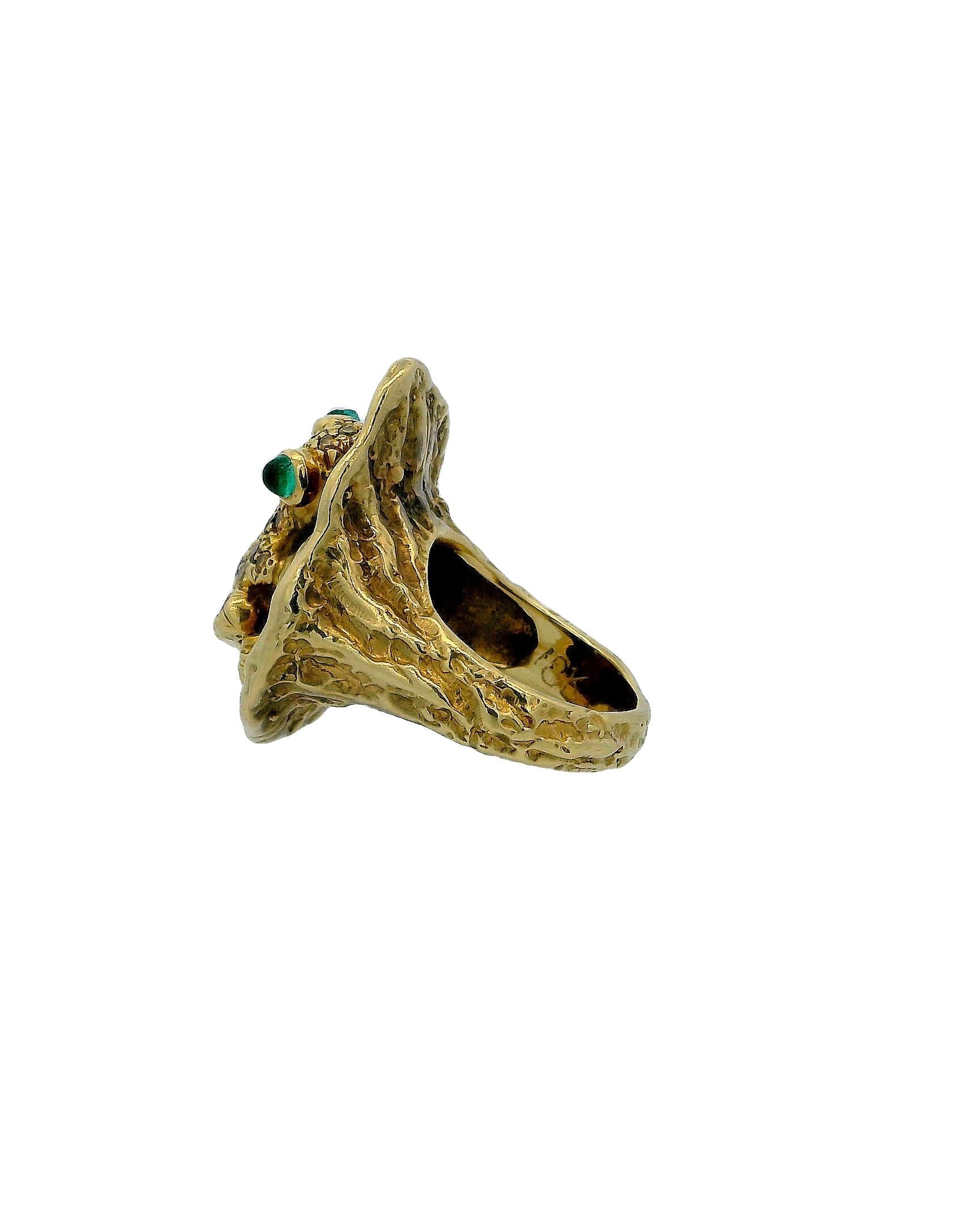 Frog Yellow Gold & Diamond With Emerald Eyes