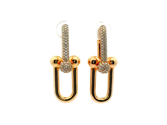 Tiffany & Co. HardWear Large Link Earrings with Pave Diamonds Rose Gold W/Box