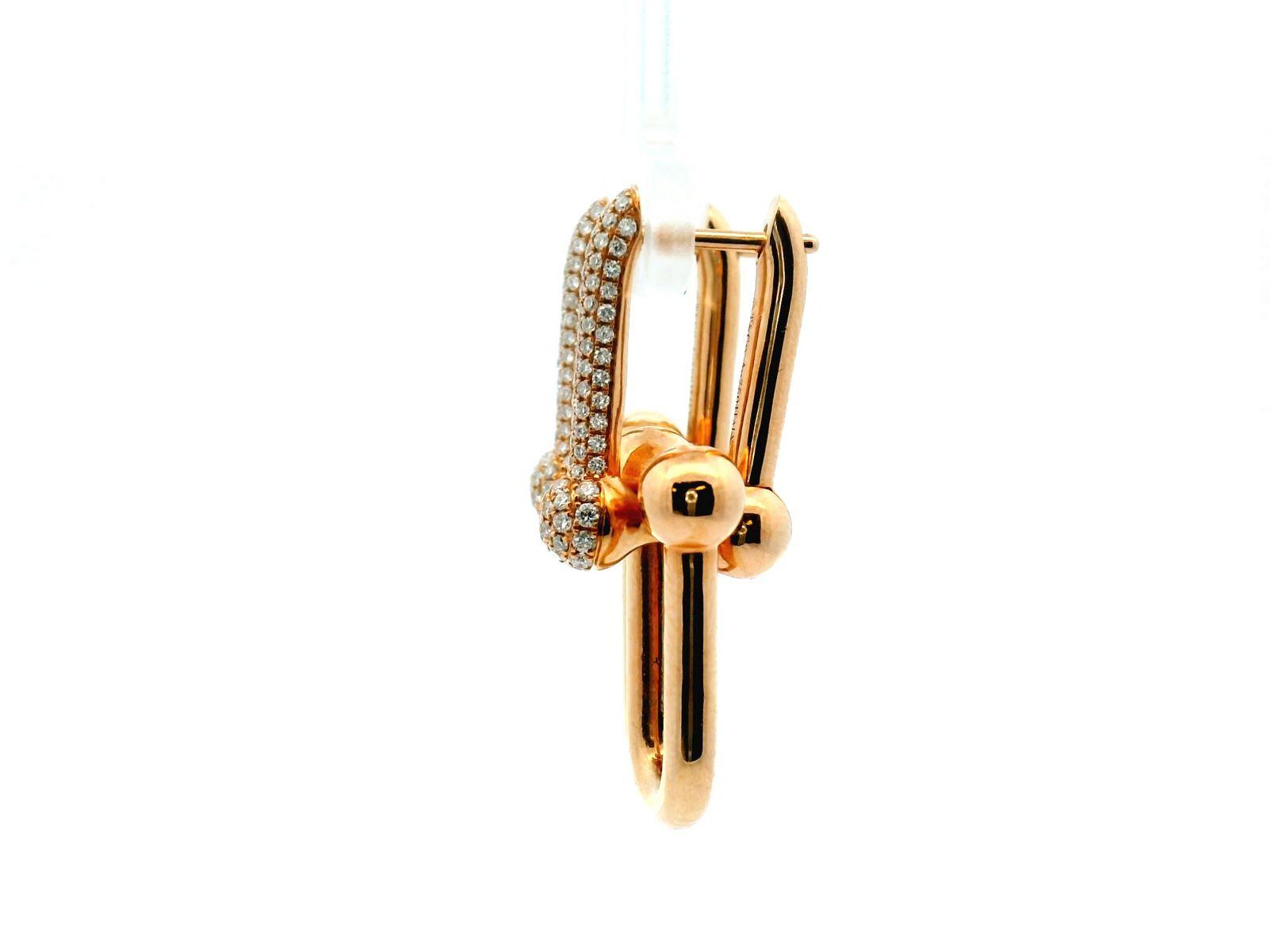 Tiffany & Co. HardWear Large Link Earrings with Pave Diamonds Rose Gold W/Box