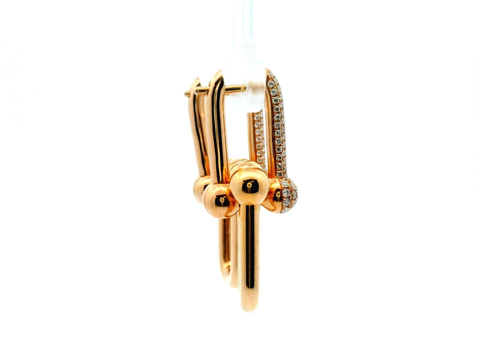 Tiffany & Co. HardWear Large Link Earrings with Pave Diamonds Rose Gold W/Box