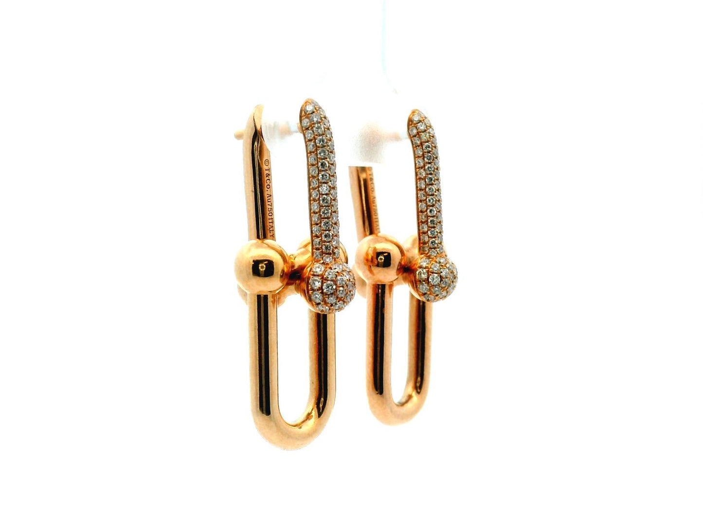 Tiffany & Co. HardWear Large Link Earrings with Pave Diamonds Rose Gold W/Box