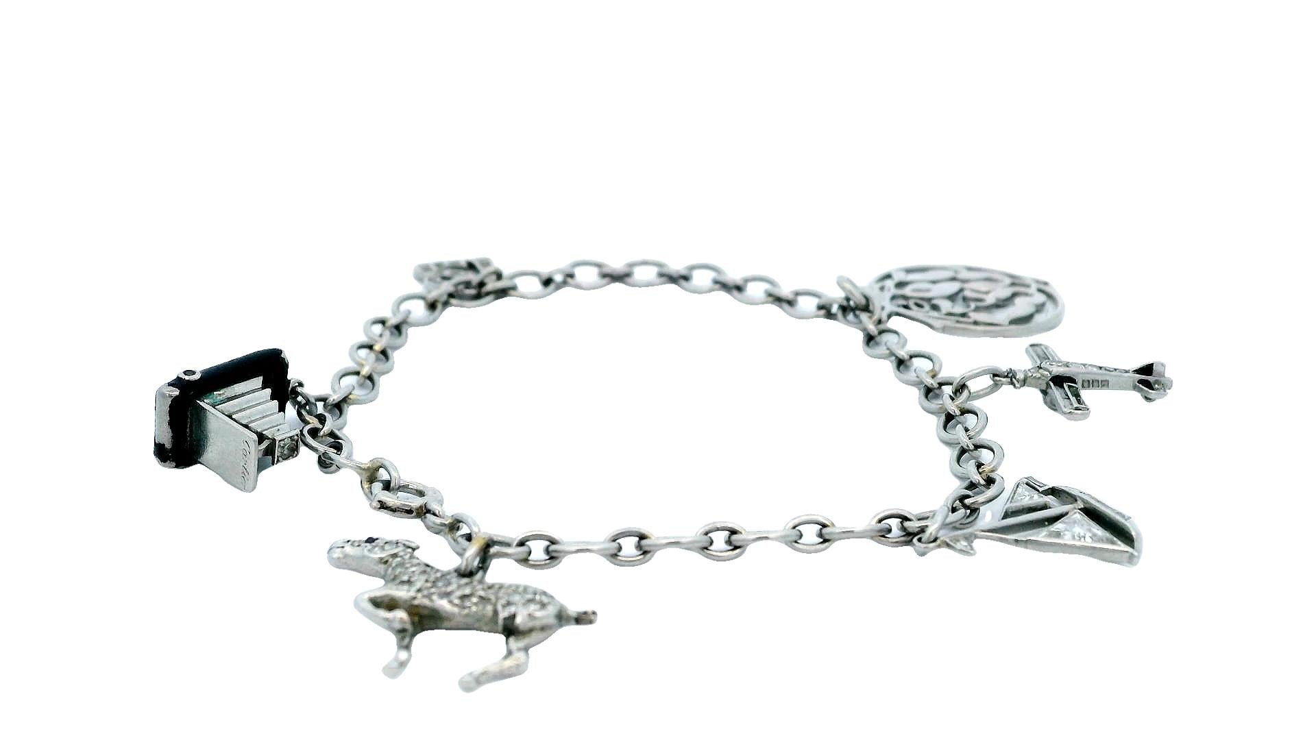Cartier Diamond Charm 1937 in platinum Bracelet
