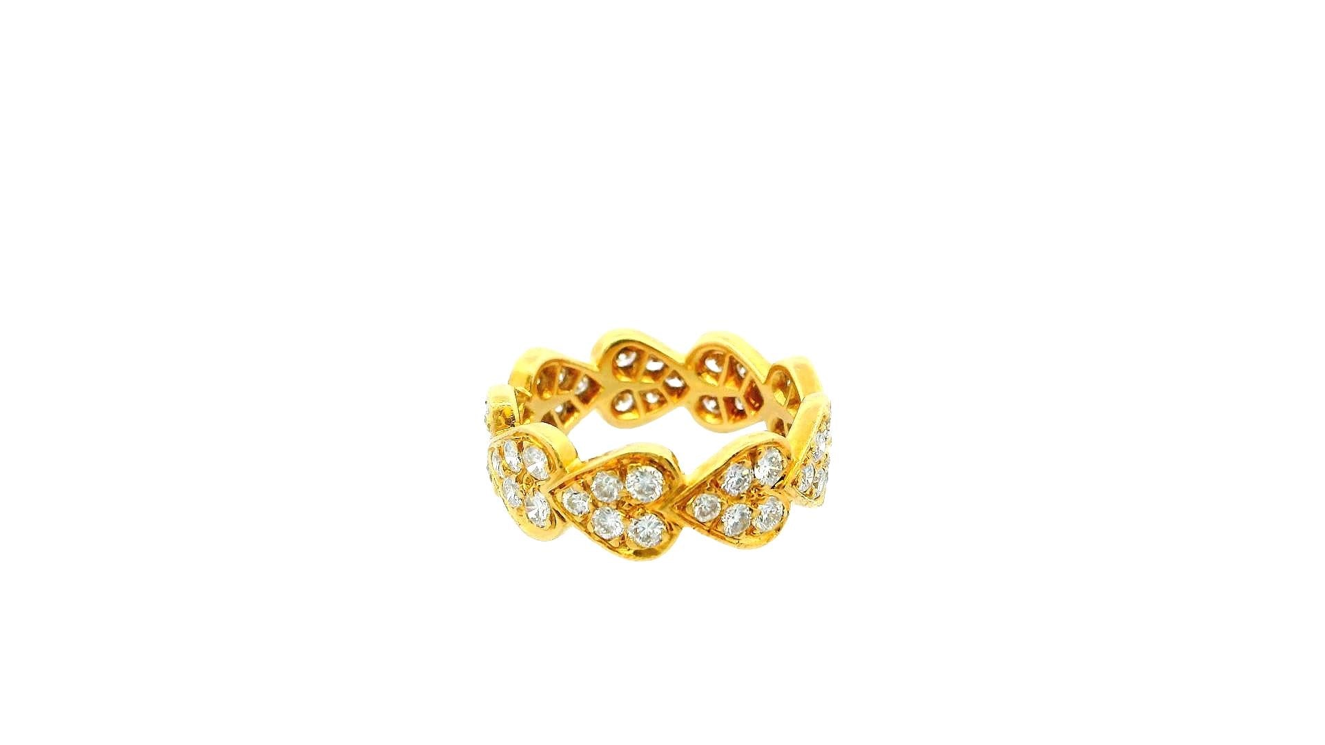 Cartier 18K Gold Diamond Heart Band Ring 51