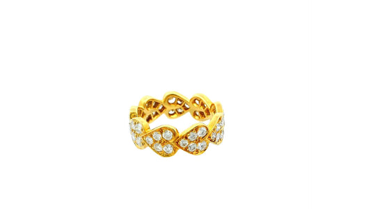 Cartier 18K Gold Diamond Heart Band Ring 51