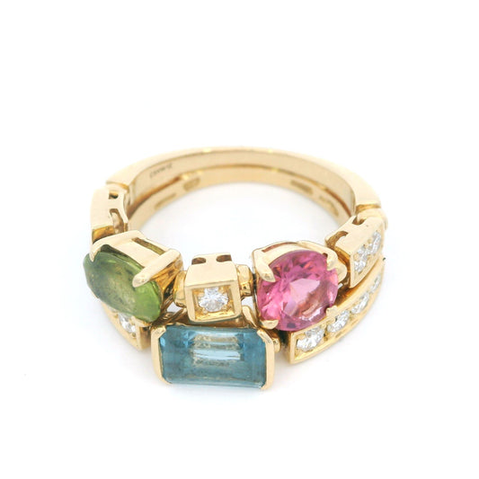 BULGARI: Gem-Set & Diamond 'ALLEGRA' 18K Yellow Gold Ring(Pre-Owned)