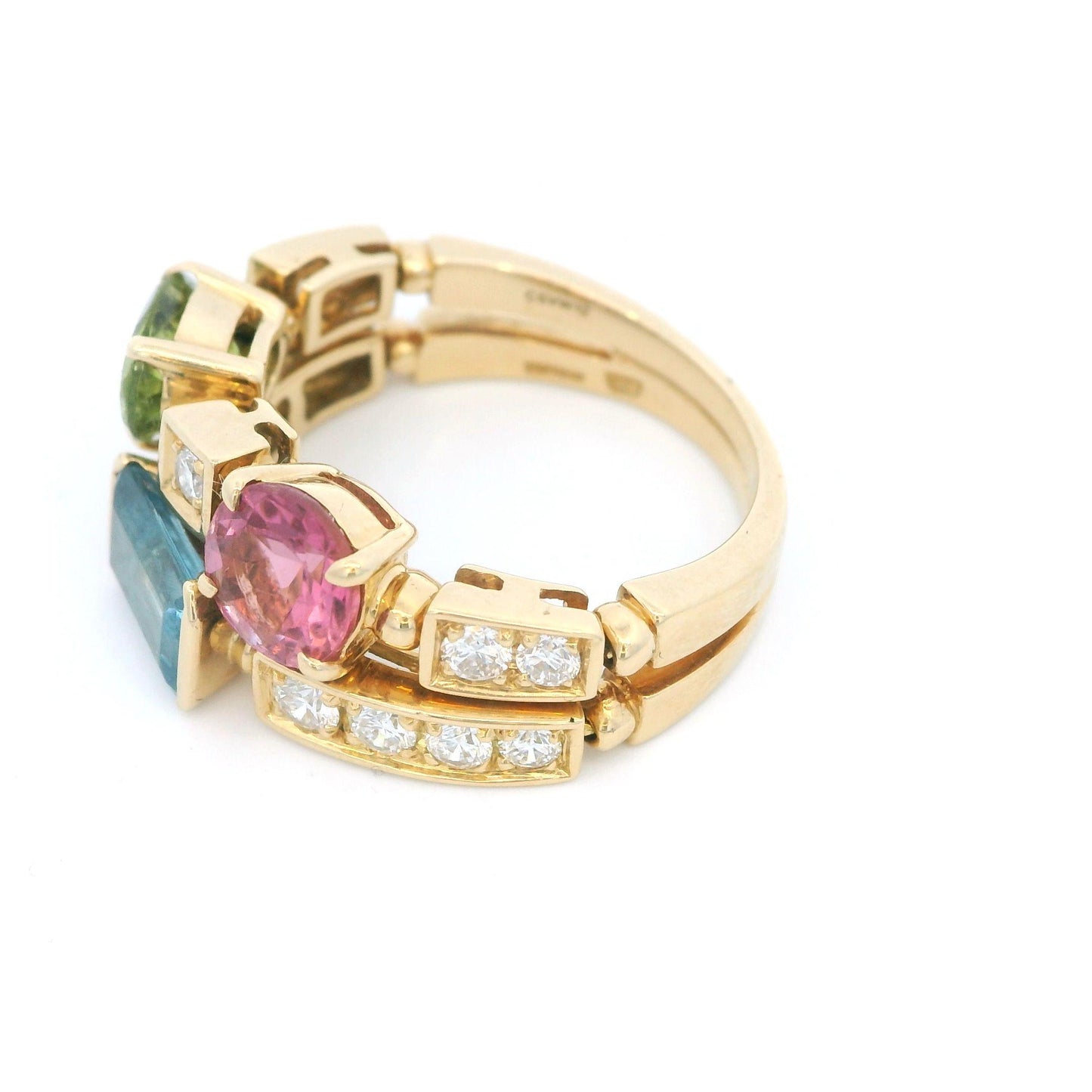 BULGARI: Gem-Set & Diamond 'ALLEGRA' 18K Yellow Gold Ring(Pre-Owned)