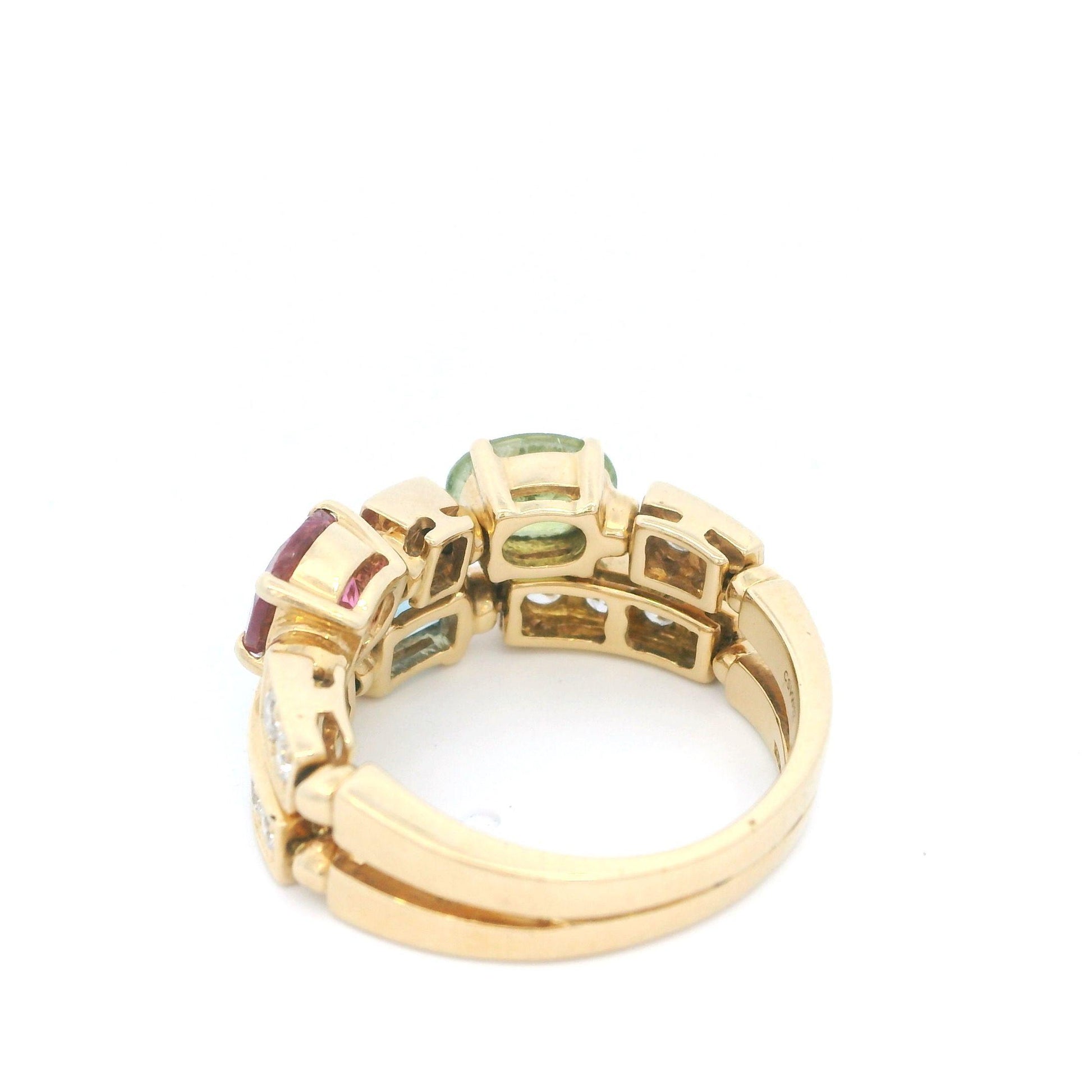 BULGARI: Gem-Set & Diamond 'ALLEGRA' 18K Yellow Gold Ring(Pre-Owned)