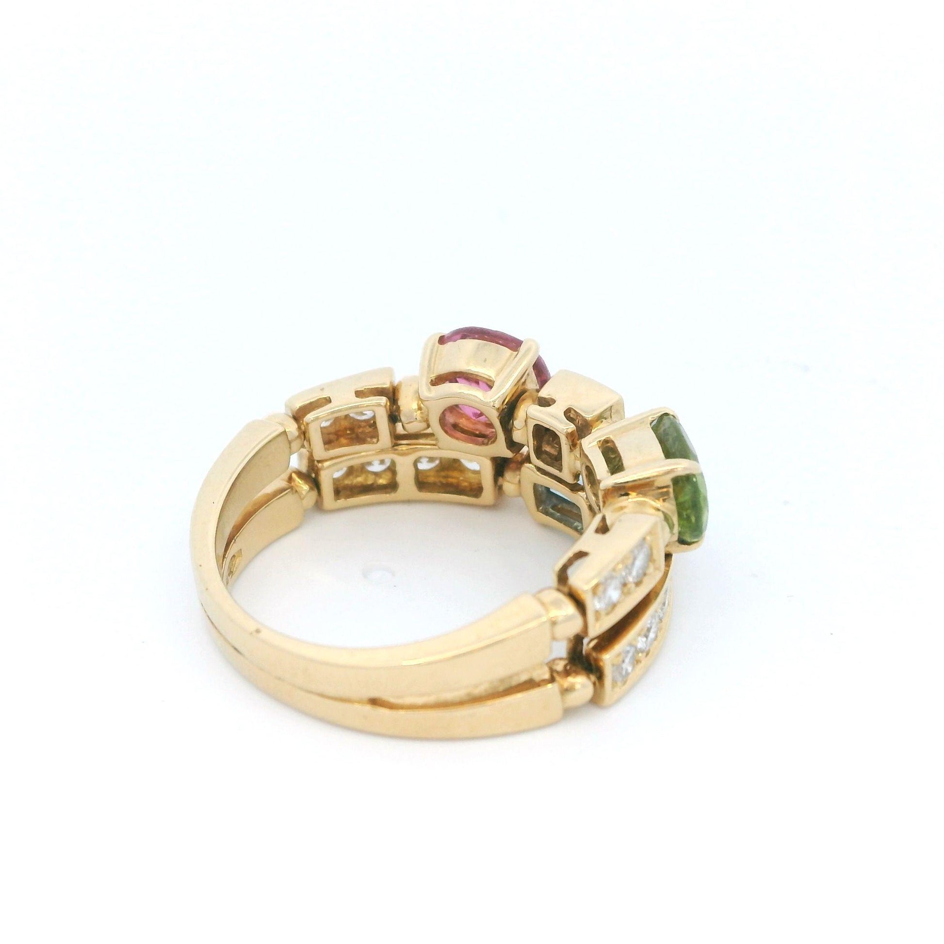 BULGARI: Gem-Set & Diamond 'ALLEGRA' 18K Yellow Gold Ring(Pre-Owned)
