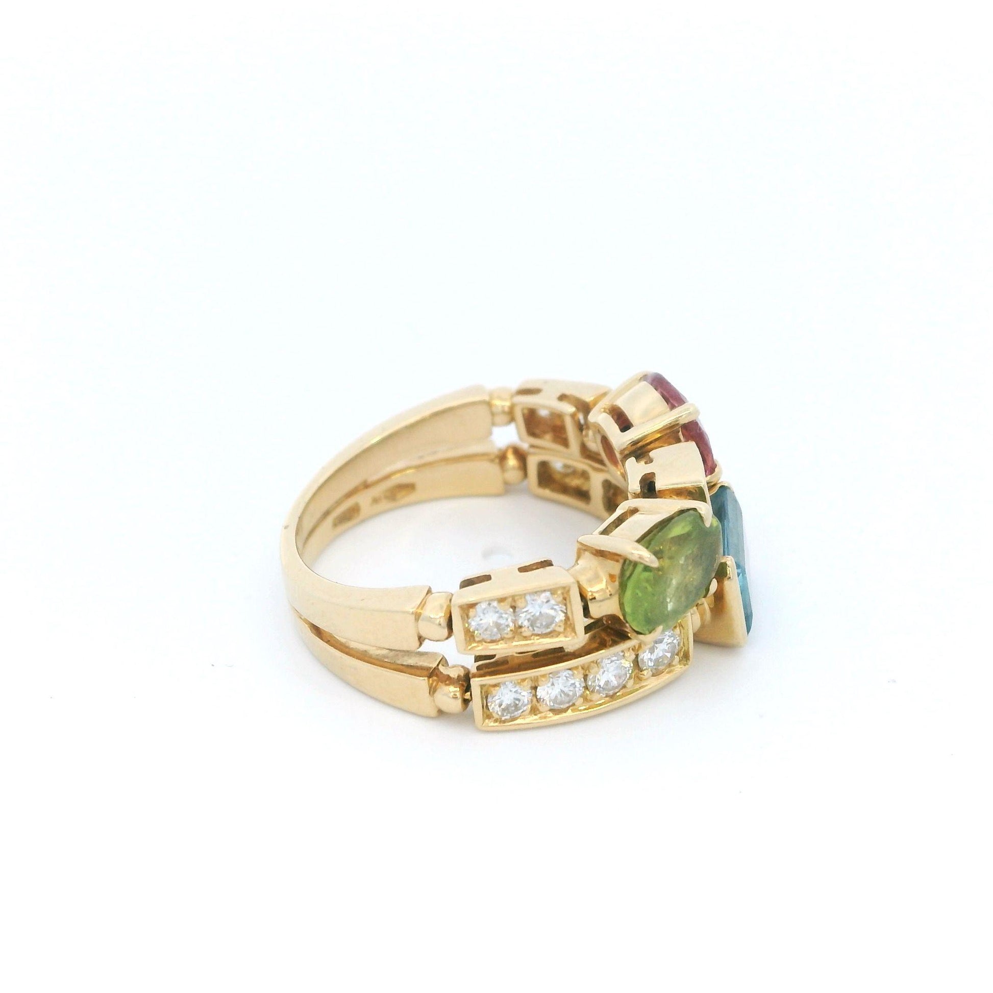BULGARI: Gem-Set & Diamond 'ALLEGRA' 18K Yellow Gold Ring(Pre-Owned)