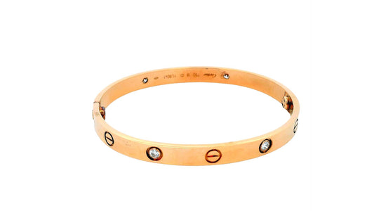 Cartier 18r 4 diam Love Bracelet with Screwd& Pouch