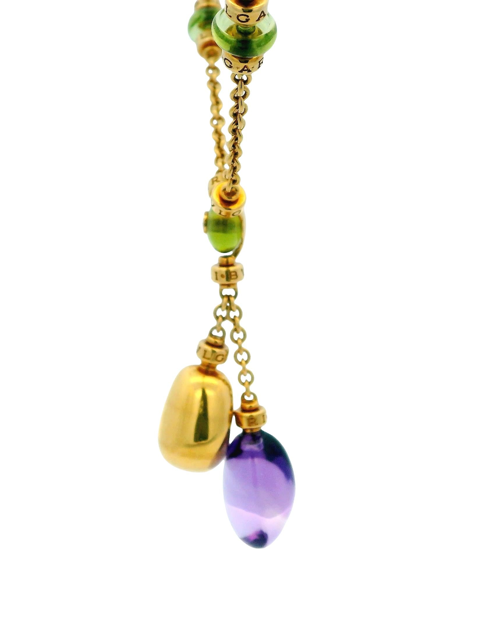 Bvlgari 18K Gold Amethyst Peridot & Diamond Necklace