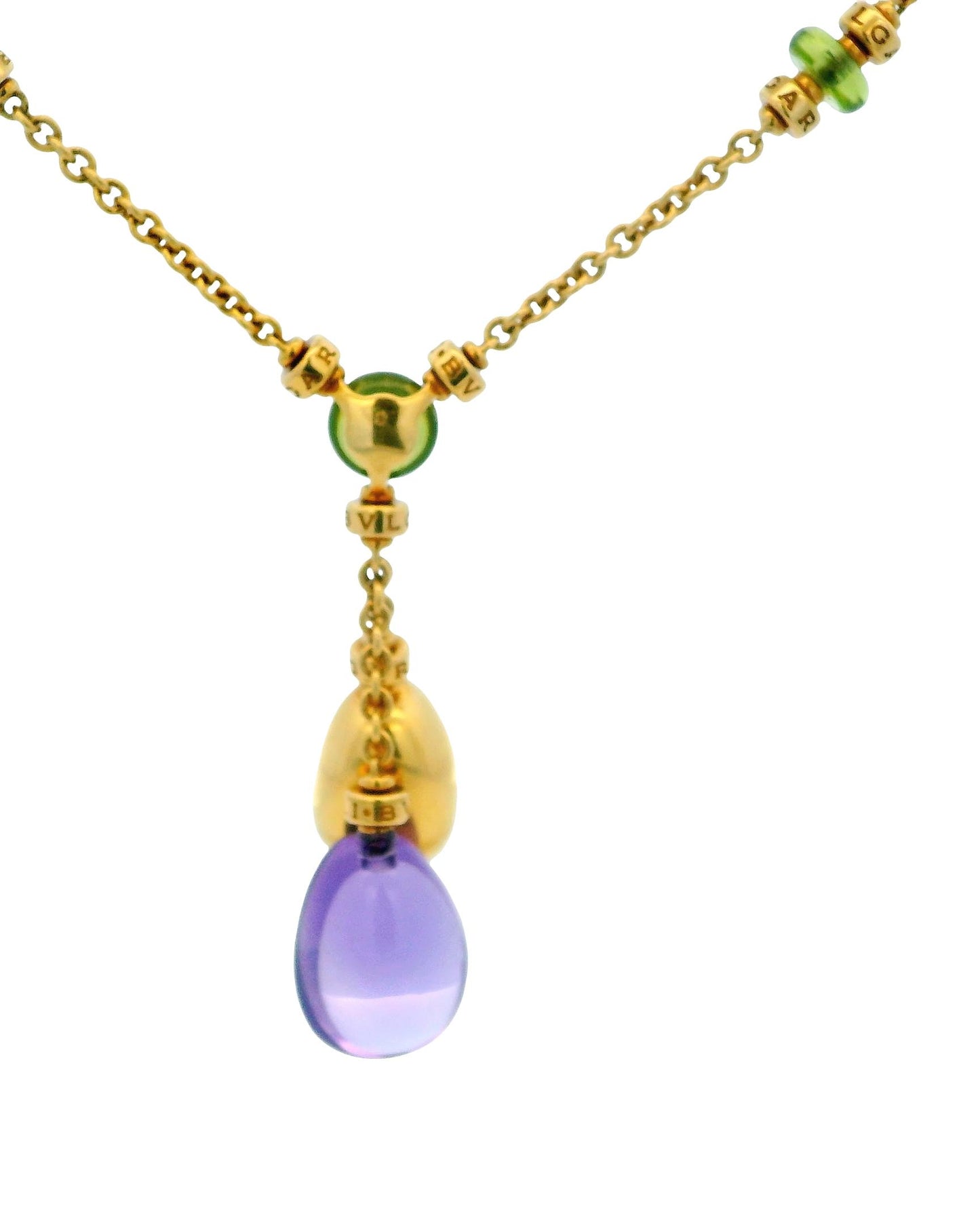 Bvlgari 18K Gold Amethyst Peridot & Diamond Necklace