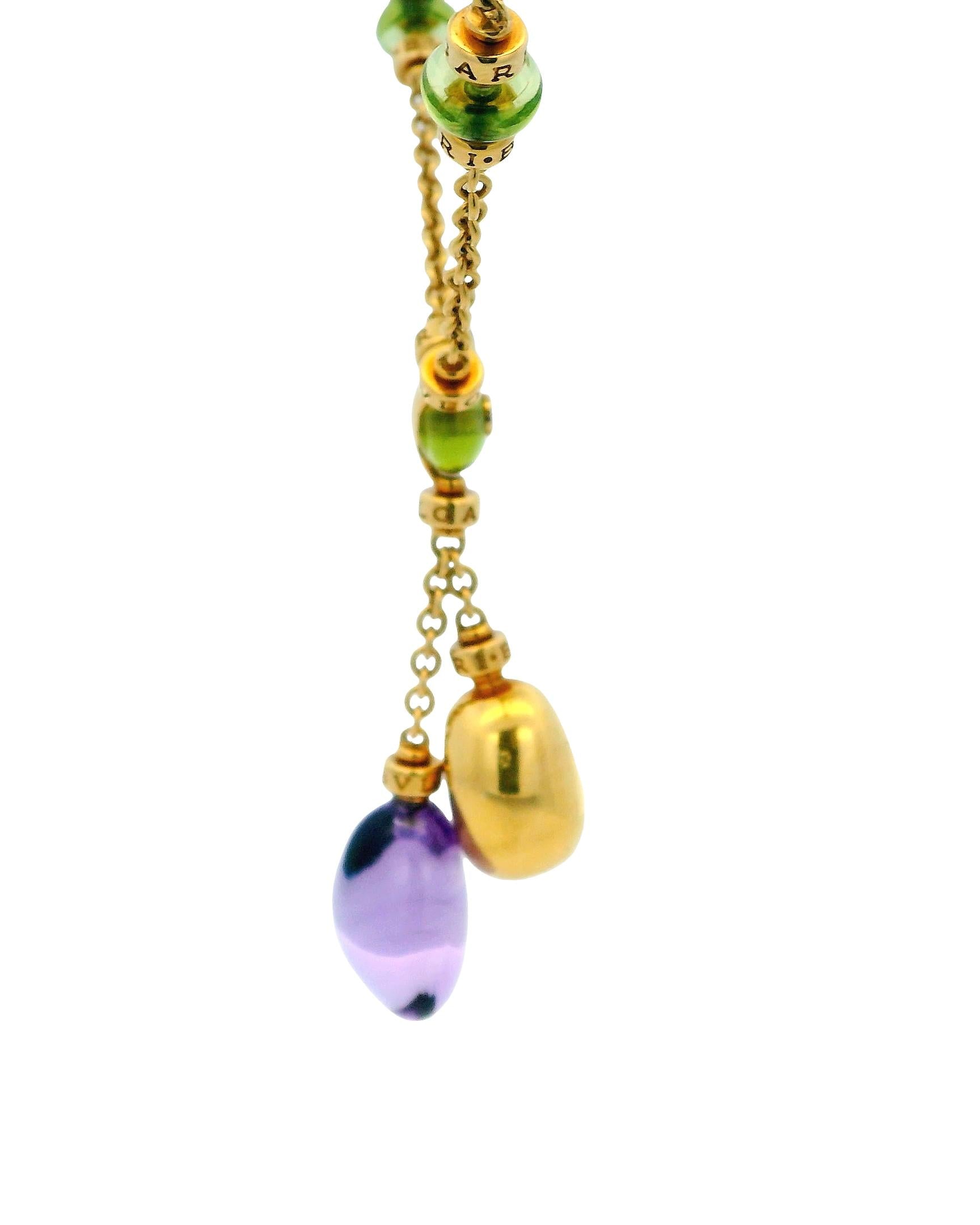 Bvlgari 18K Gold Amethyst Peridot & Diamond Necklace