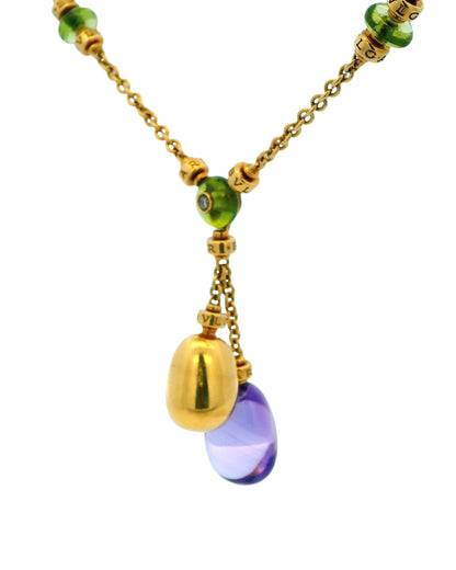 Bvlgari 18K Gold Amethyst Peridot & Diamond Necklace