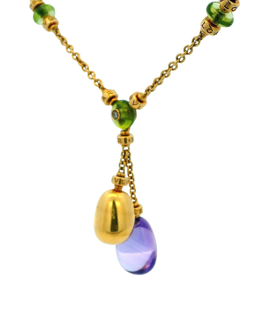 Bvlgari 18K Gold Amethyst Peridot & Diamond Necklace