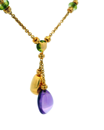 Bvlgari 18K Gold Amethyst Peridot & Diamond Necklace