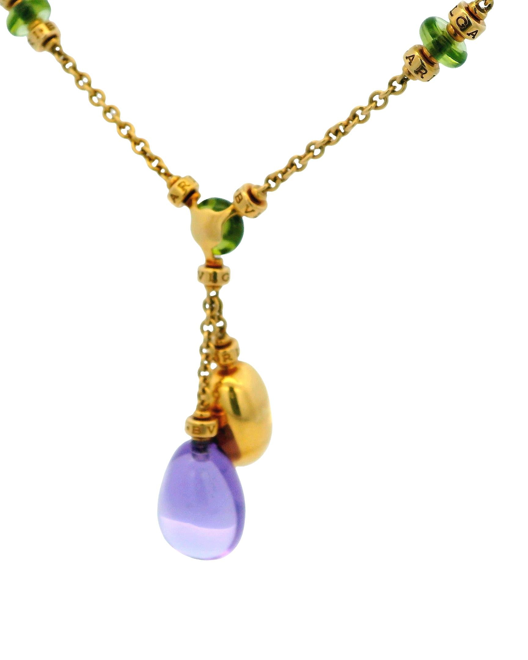Bvlgari 18K Gold Amethyst Peridot & Diamond Necklace