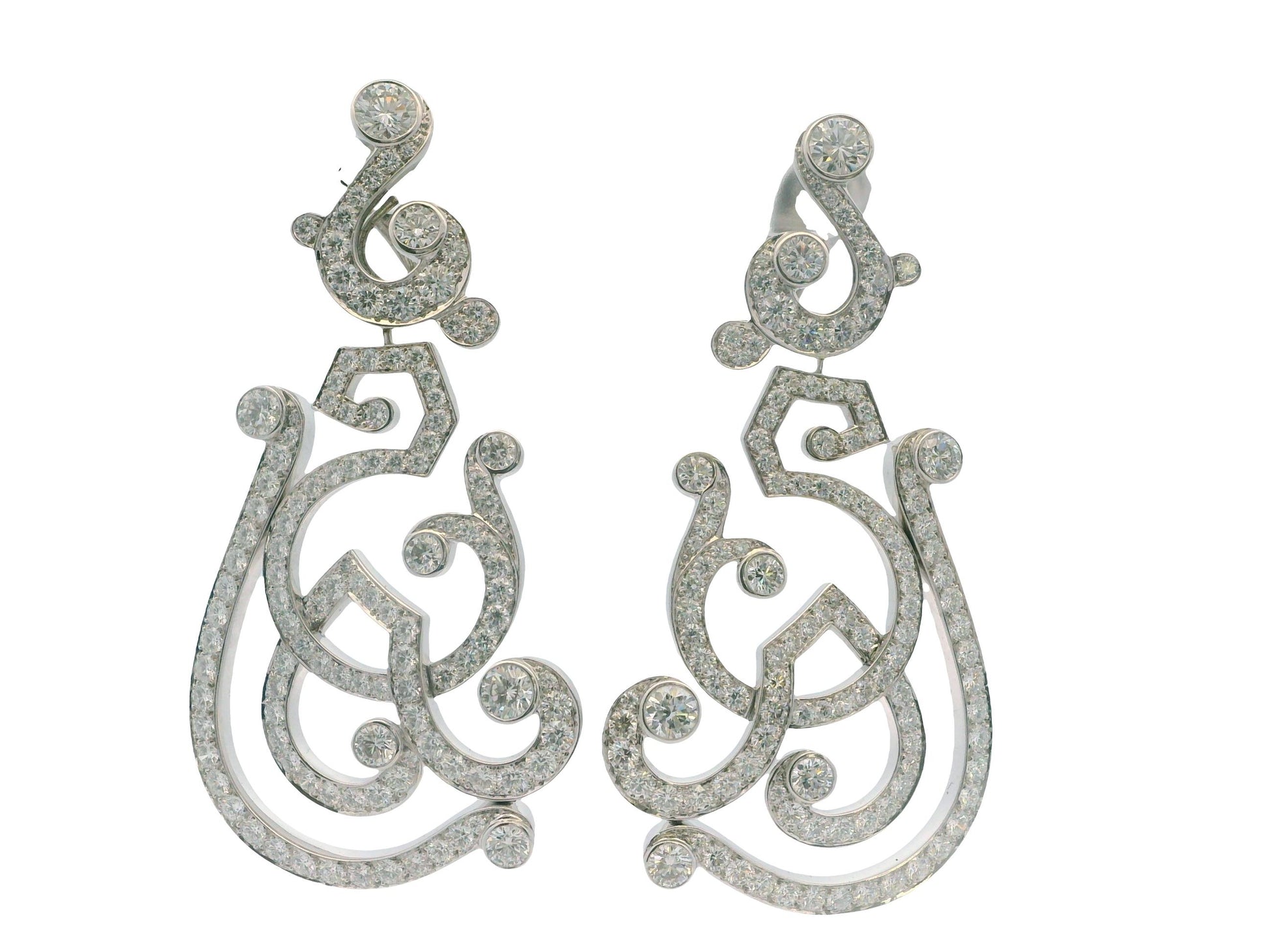 Cartier 18K White Gold Pave Day & Night Earrings
