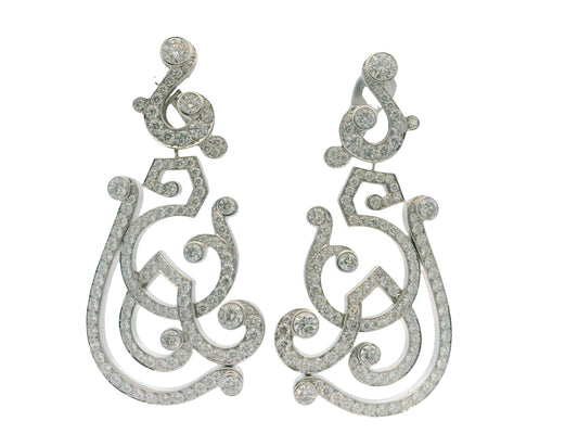 Cartier 18K White Gold Pave Day & Night Earrings