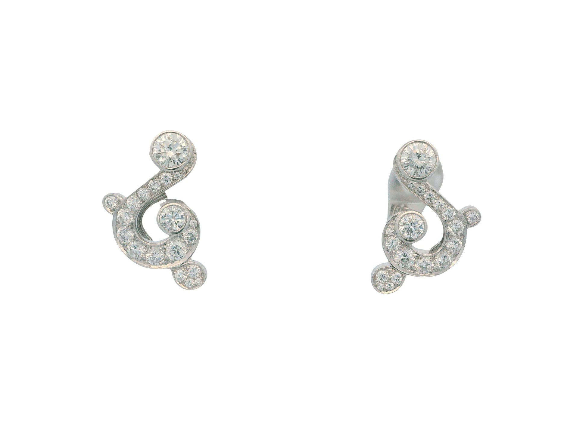 Cartier 18K White Gold Pave Day & Night Earrings