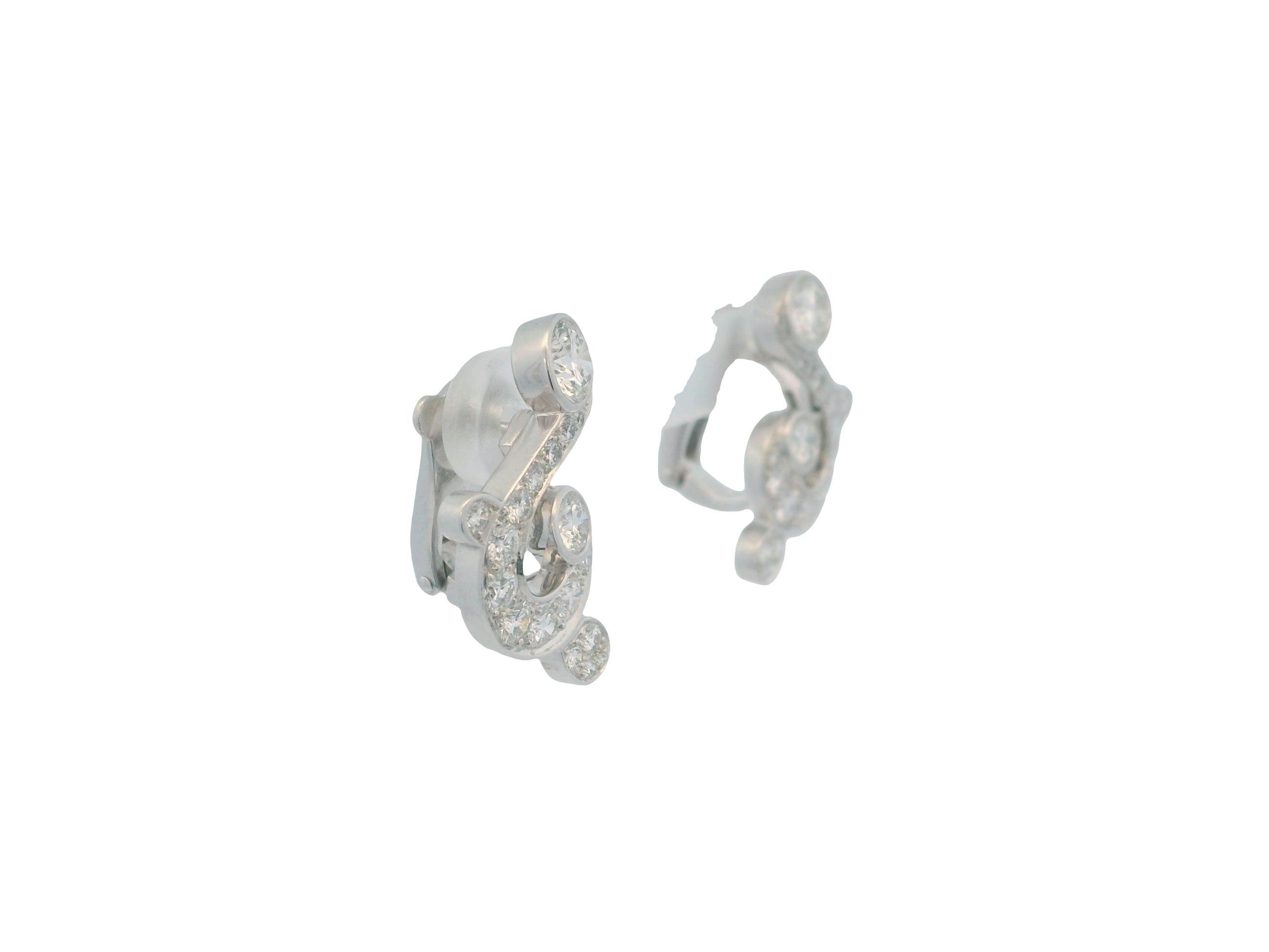 Cartier 18K White Gold Pave Day & Night Earrings