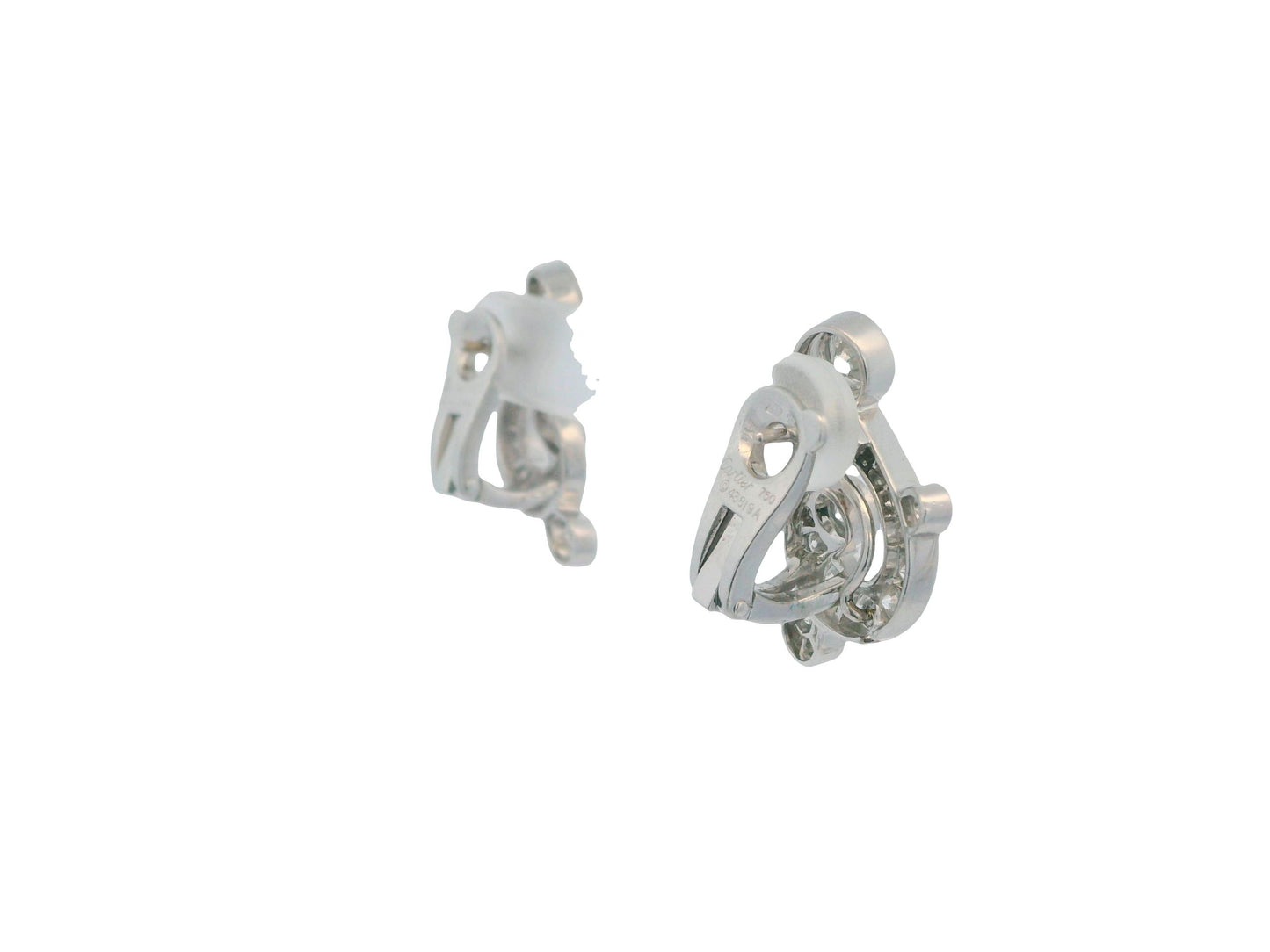 Cartier 18K White Gold Pave Day & Night Earrings