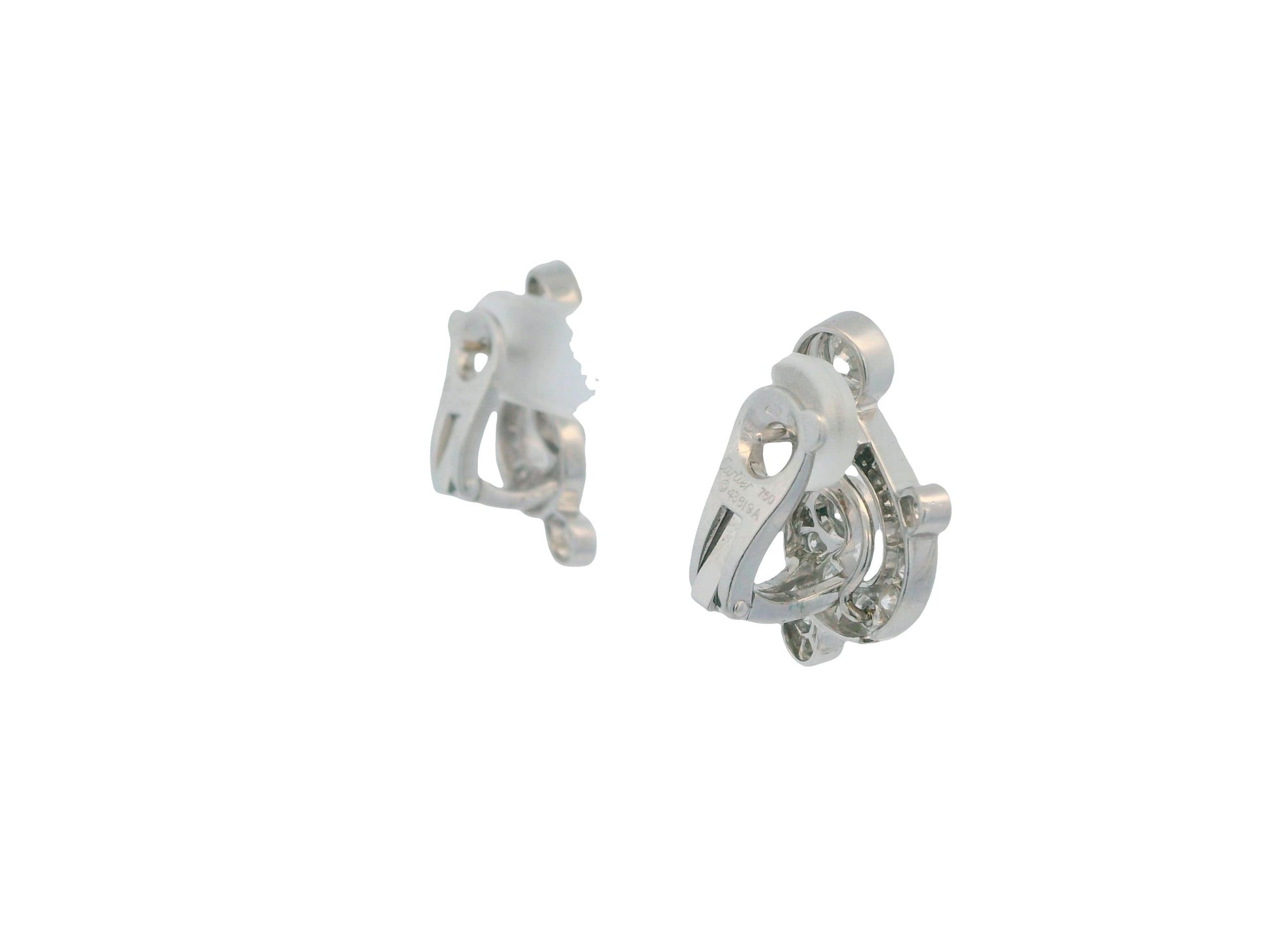 Cartier 18K White Gold Pave Day & Night Earrings