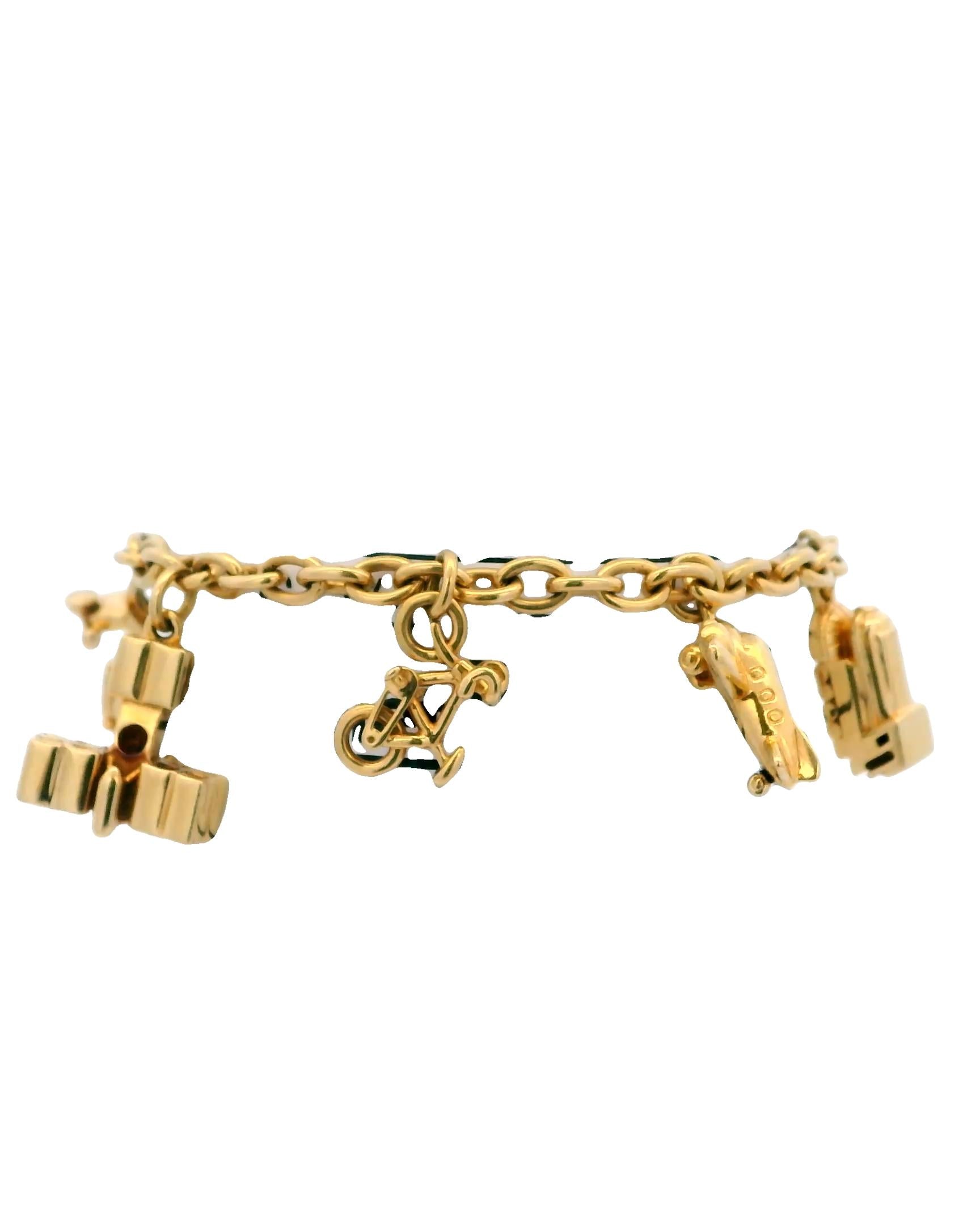Cartier Estate 18K Yellow Gold 7 Charm Merry-Go-Round Bracelet