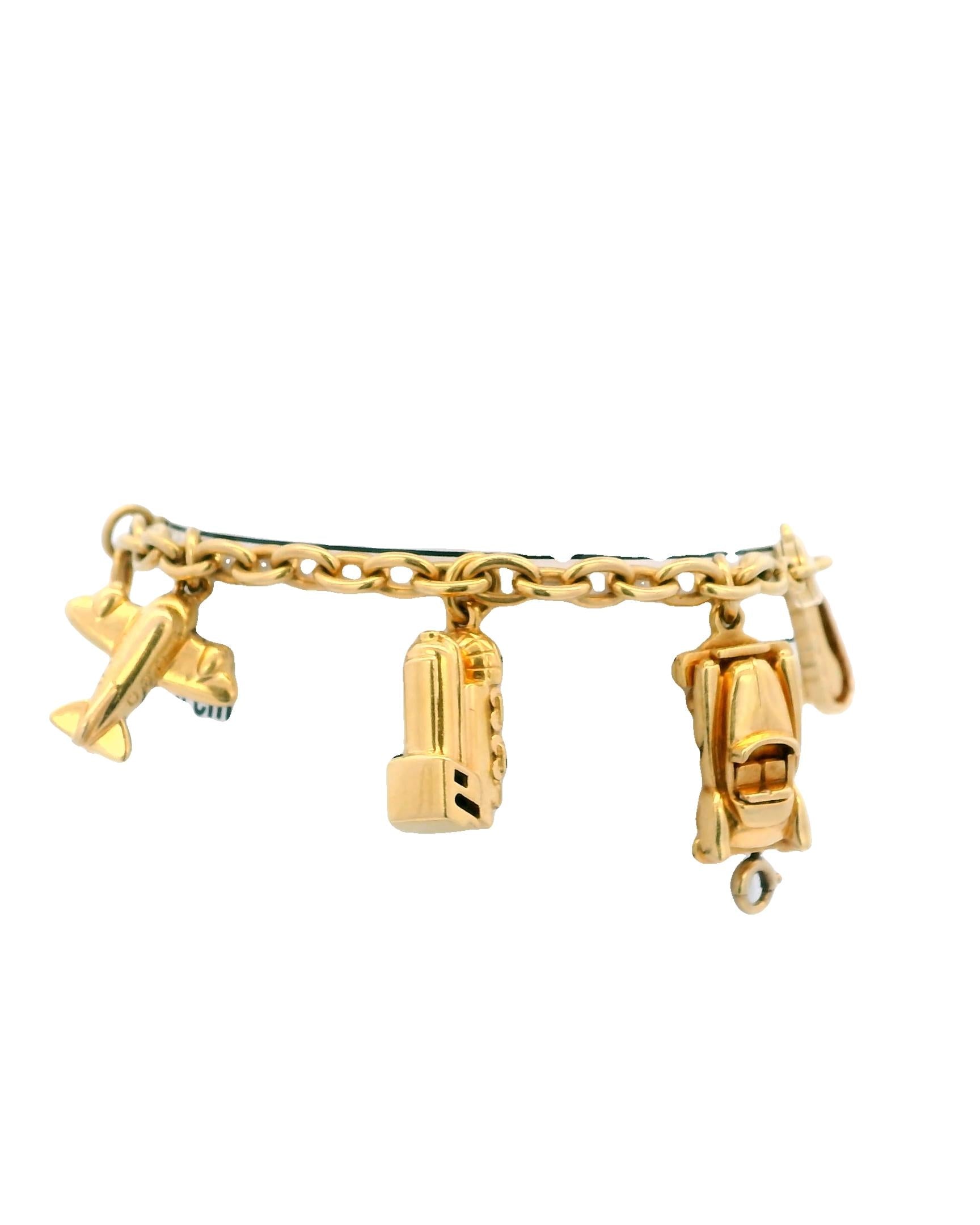 Cartier Estate 18K Yellow Gold 7 Charm Merry-Go-Round Bracelet