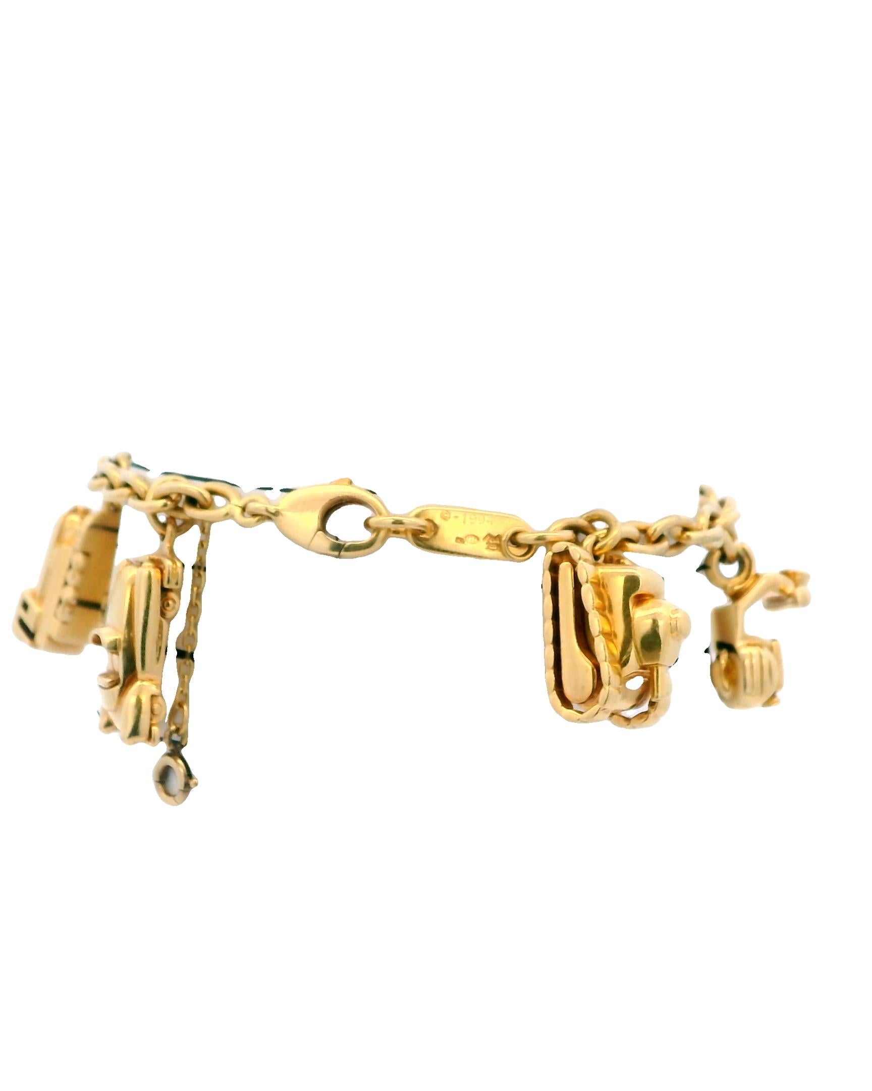 Cartier Estate 18K Yellow Gold 7 Charm Merry-Go-Round Bracelet