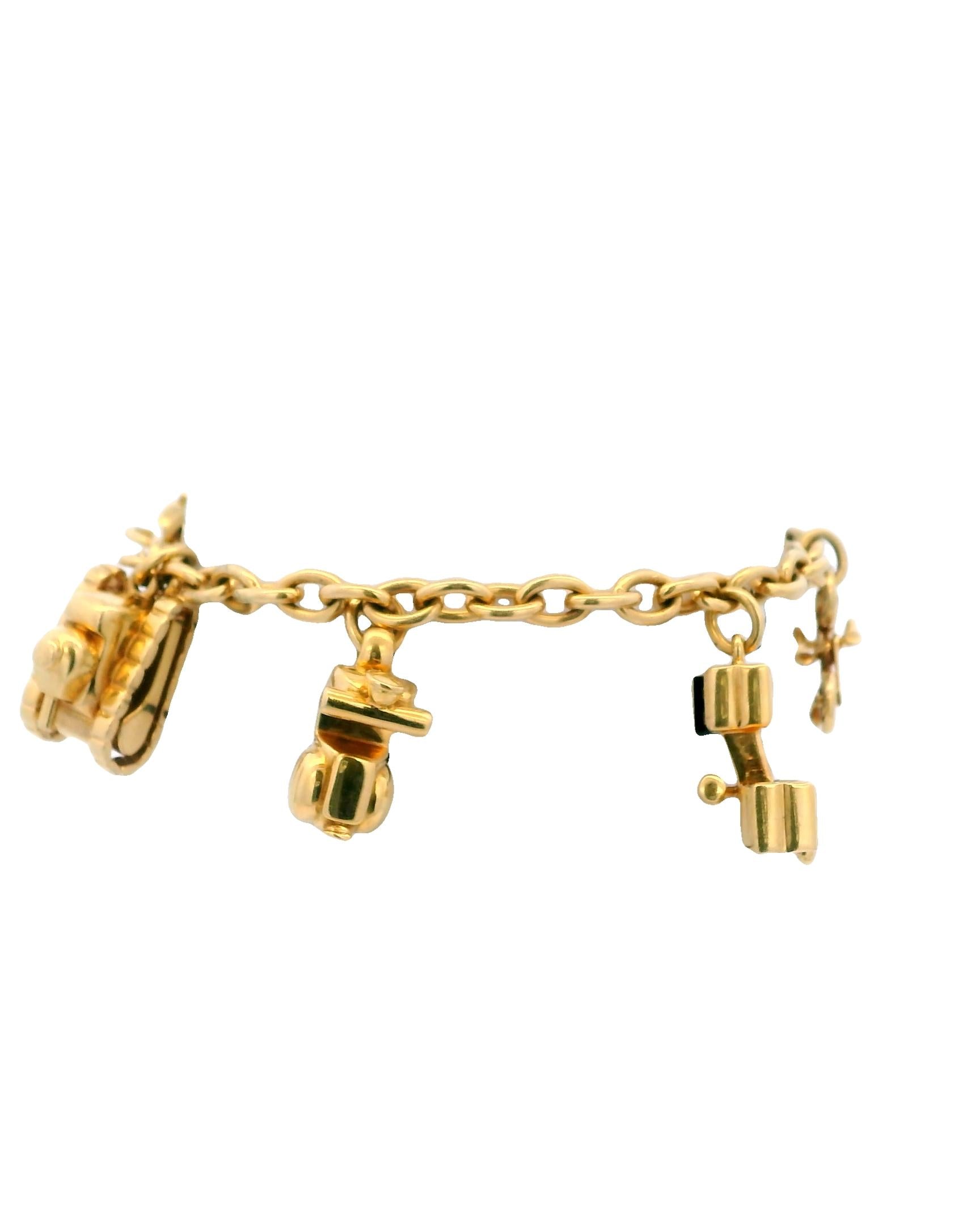 Cartier Estate 18K Yellow Gold 7 Charm Merry-Go-Round Bracelet