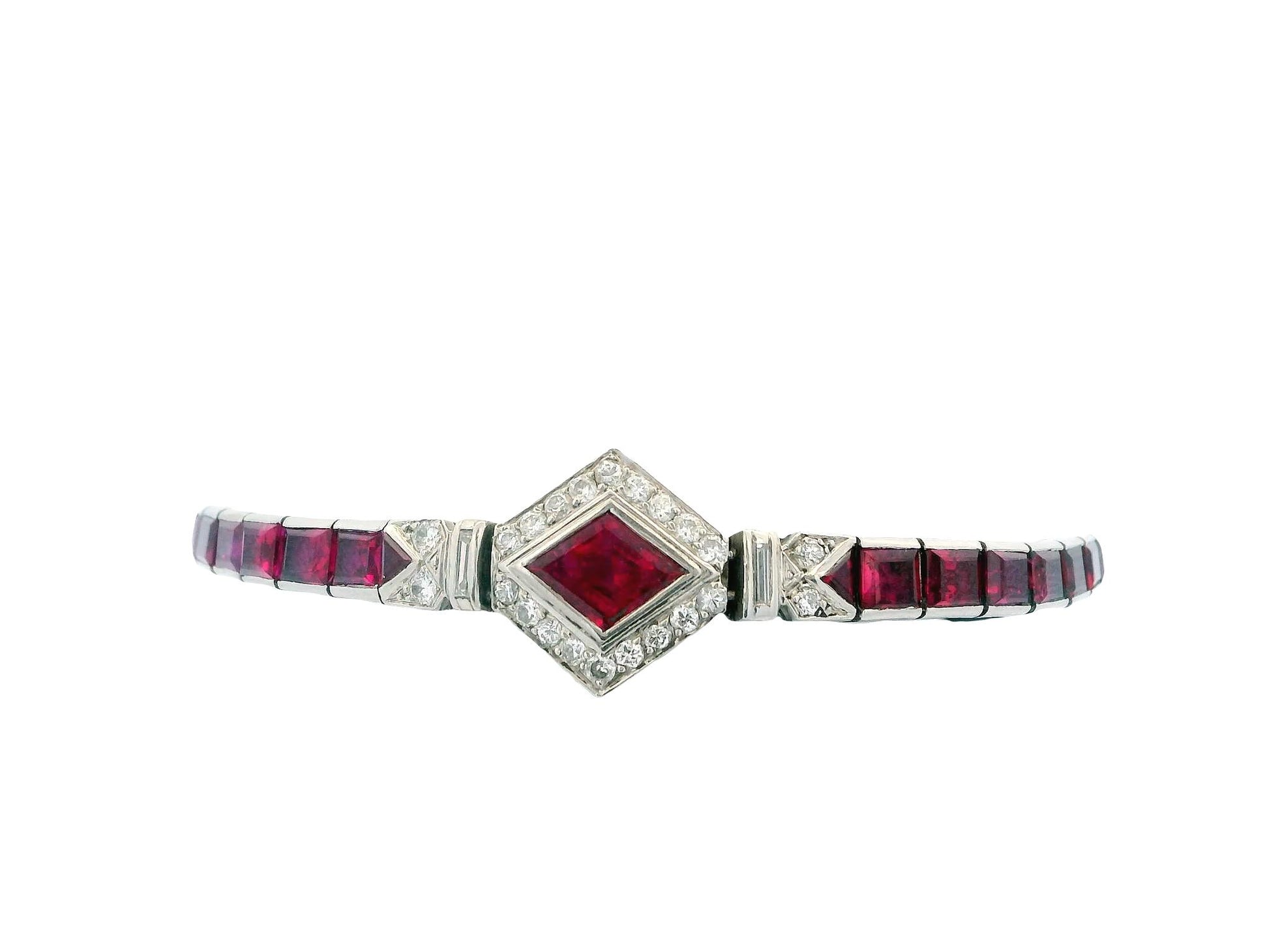 12ct Rubies & 0.70ct Diamond On Platinum setting, slight Taper Bracelet