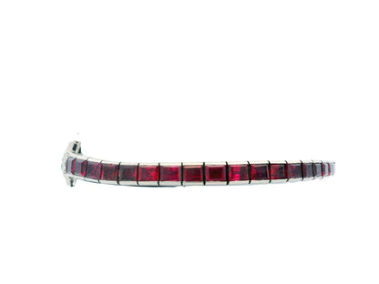 12ct Rubies & 0.70ct Diamond On Platinum setting, slight Taper Bracelet