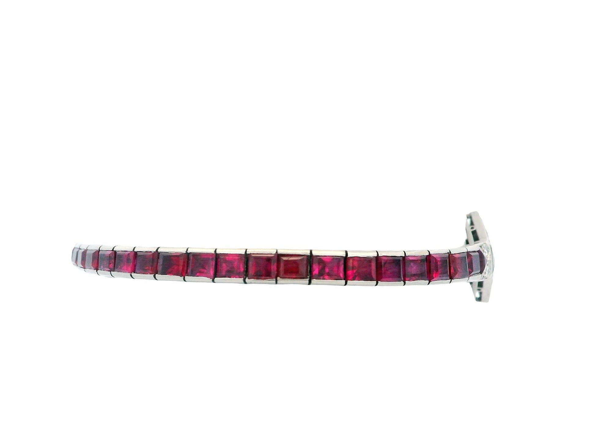 12ct Rubies & 0.70ct Diamond On Platinum setting, slight Taper Bracelet
