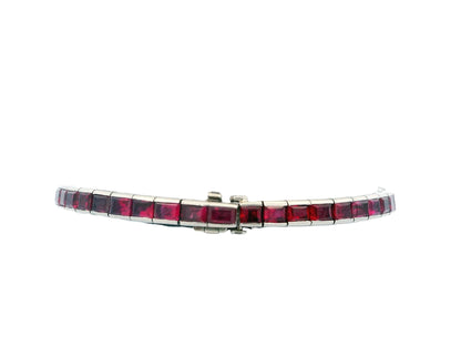 12ct Rubies & 0.70ct Diamond On Platinum setting, slight Taper Bracelet