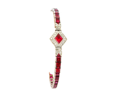 12ct Rubies & 0.70ct Diamond On Platinum setting, slight Taper Bracelet