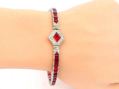 12ct Rubies & 0.70ct Diamond On Platinum setting, slight Taper Bracelet