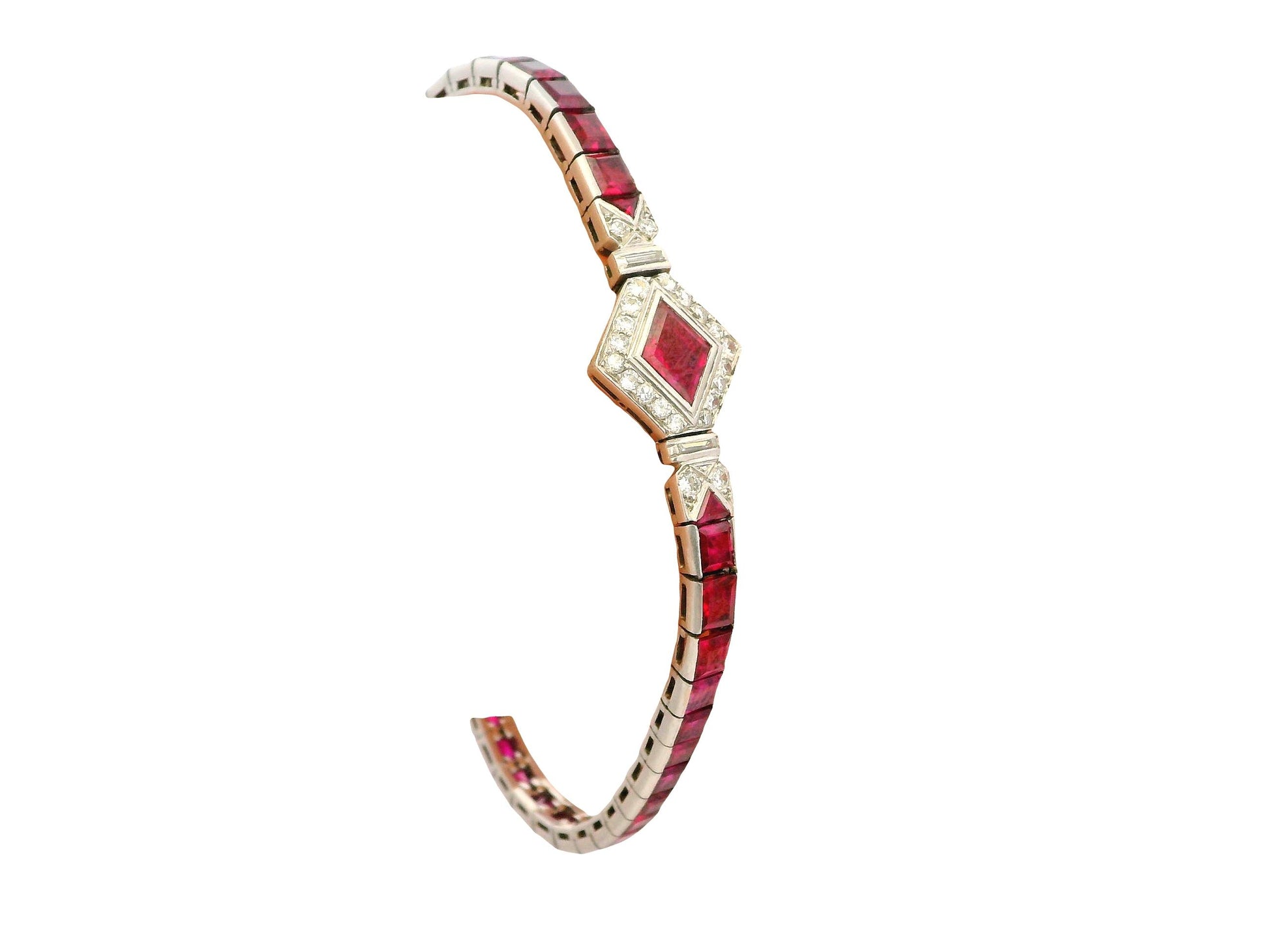 12ct Rubies & 0.70ct Diamond On Platinum setting, slight Taper Bracelet
