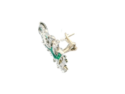 4.54 Carat Emerald and Diamond Vintage Earrings in 14 Karat White Gold