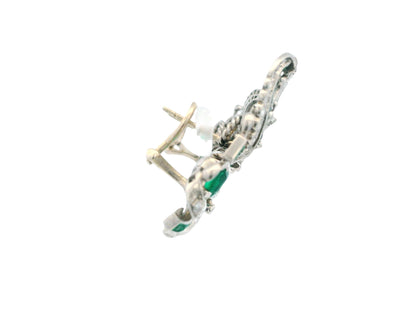 4.54 Carat Emerald and Diamond Vintage Earrings in 14 Karat White Gold