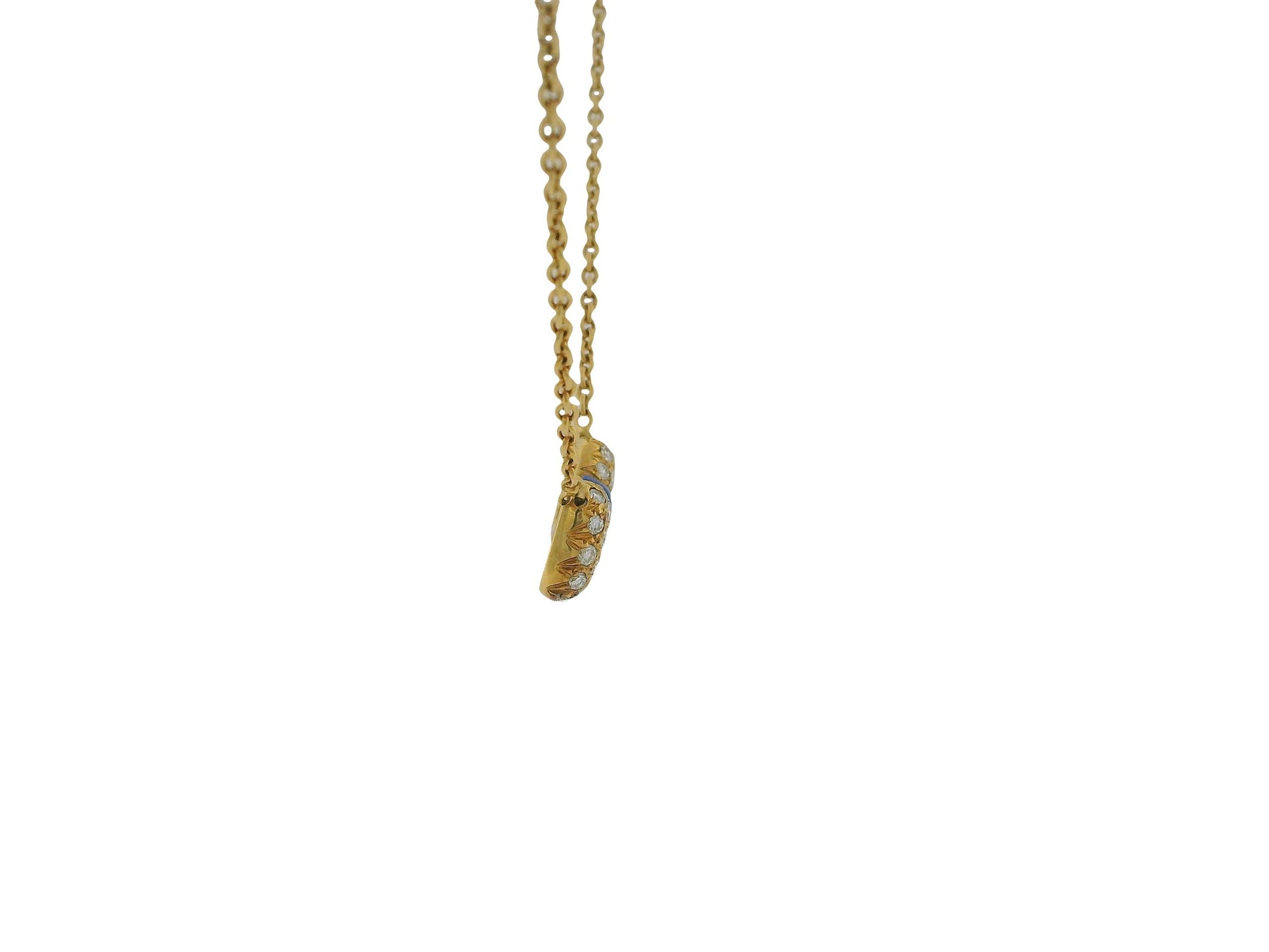 Van Cleef & Arpels 18K Yellow Gold Noeud Papillon Lapis diamond Necklace