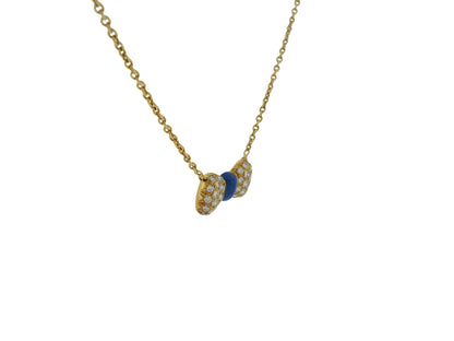 Van Cleef & Arpels 18K Yellow Gold Noeud Papillon Lapis diamond Necklace