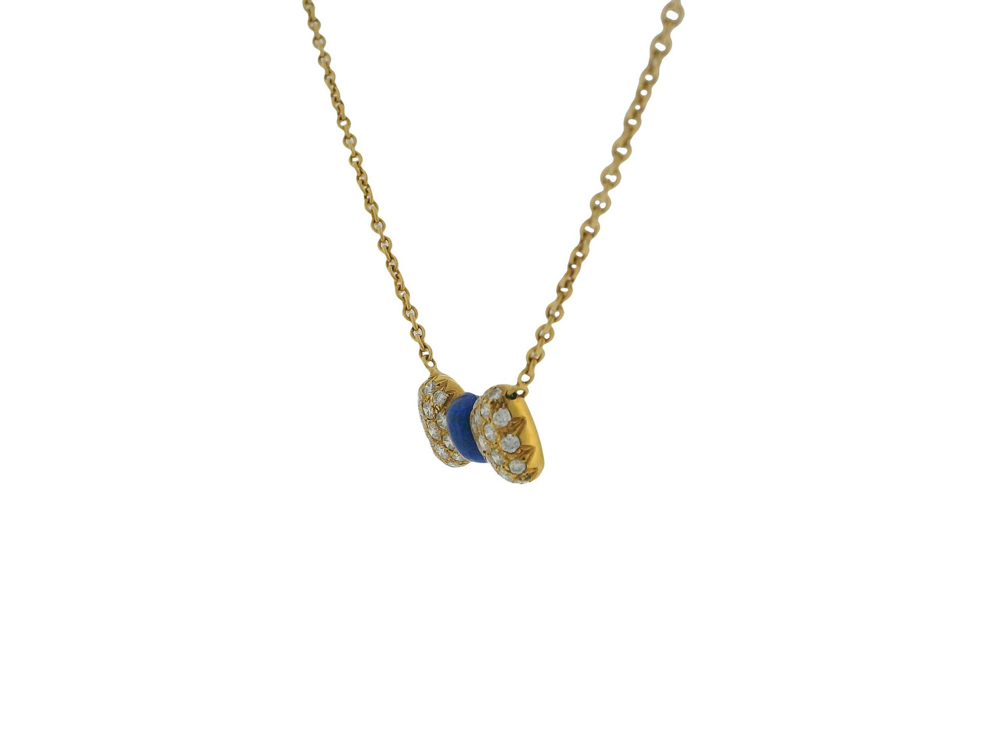 Van Cleef & Arpels 18K Yellow Gold Noeud Papillon Lapis diamond Necklace
